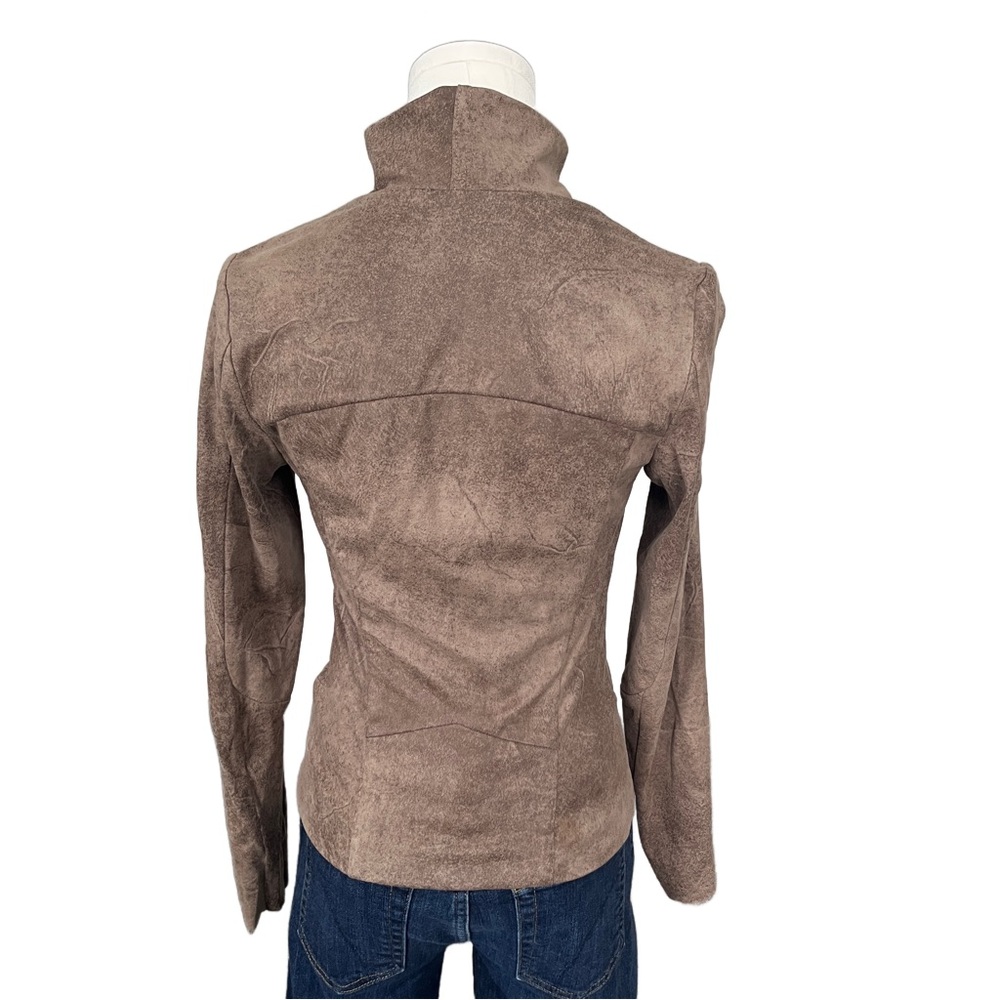 Zara Taupe Suede-Look Asymmetric Zip Jacket Size XS - Picture 3 of 11